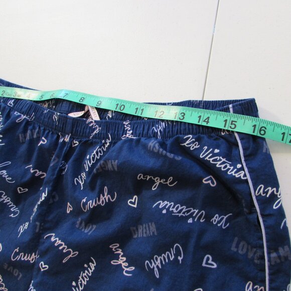 Victorias Secret Blue 'Script' Lightweight Cotton Pajama Pants Medium - Picture 6 of 11